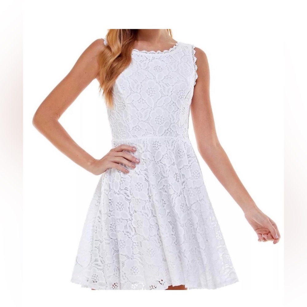City Studio Junior’s Elegant White Lace Dress